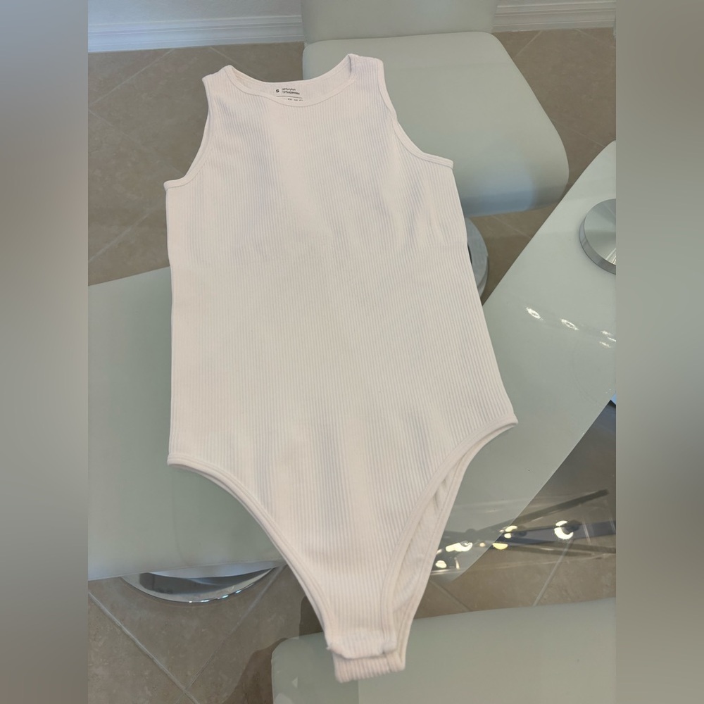White Ribbed Kids One Piece